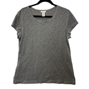 Sundance‎ Gray Eyelet Blouse Women's Size Medium – Boho Chic Cotton Top